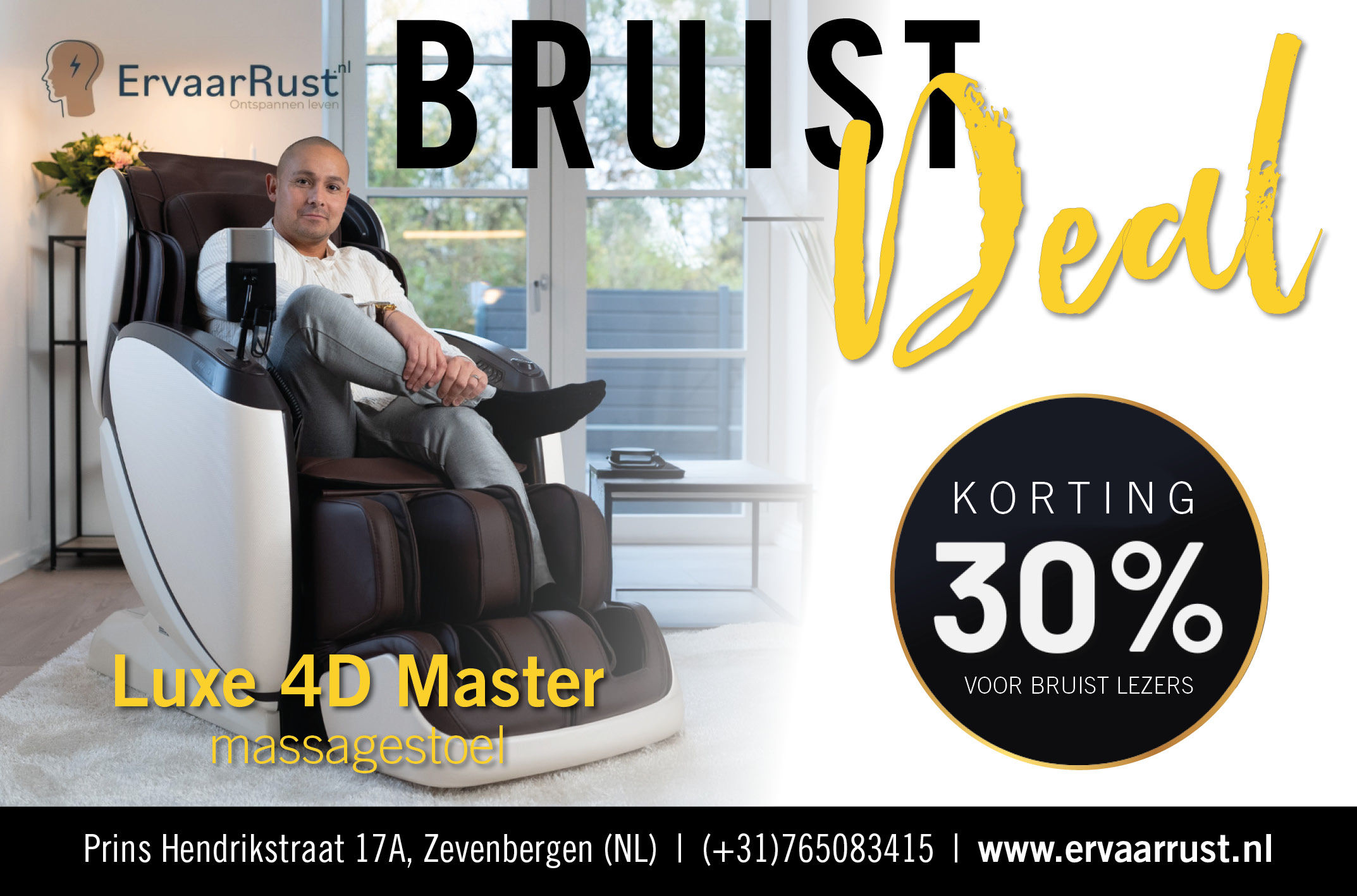 30% korting voor de Bruist lezers op Luxe 4D Master massagestoel!